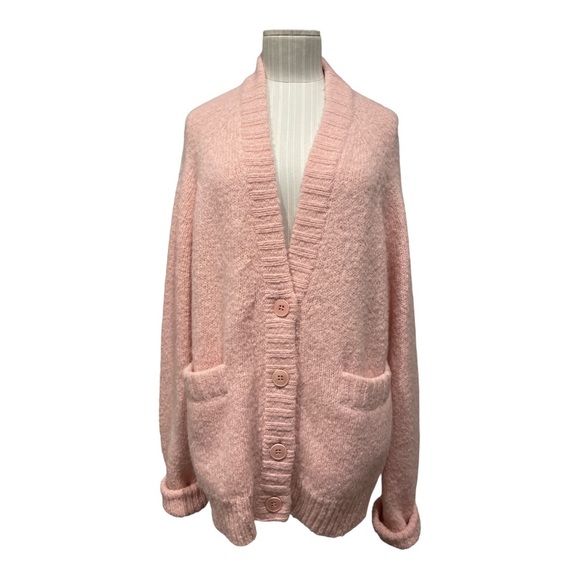 Tibi Pink Alpaca Blend V-Neck Cardigan Size Large - Picture 1 of 5